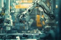 Advanced Robotic Arm Performing Precise Assembly Tasks in a Modern Industrial Environment with High-Tech Machinery and Automated Royalty Free Stock Photo