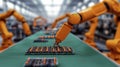 Advanced robotic arm precisely assembles circuit boards on production line Generative AI Illustration