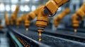 Advanced robotic arm precisely welds components on assembly line Generative AI Illustration