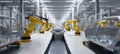 The advanced robotic assembly line in a modern automotive manufacturing facility. AI generated image Royalty Free Stock Photo