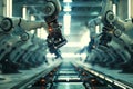 Advanced Robotics Assembly Line in a High-Tech Factory Environment Royalty Free Stock Photo