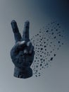 Advanced Robotics Fragmenting Robotic Hand in Action Against Gray Background Royalty Free Stock Photo