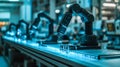 Advanced robotics in high tech factory automation with robotic arm on assembly line Royalty Free Stock Photo