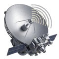 Advanced satellite dish broadcasting signals into space future technology concept Royalty Free Stock Photo