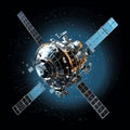 Advanced Satellite Orbiting Earth High-Tech Communication and Observation Technology Royalty Free Stock Photo