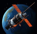 Advanced Satellite Orbiting Earth High-Tech Communication and Observation Technology Royalty Free Stock Photo