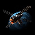 Advanced Satellite Orbiting Earth High-Tech Communication and Observation Technology Royalty Free Stock Photo