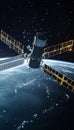 Advanced Satellite Technology in Orbit, Securing Global Communications for Military Operations Royalty Free Stock Photo