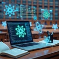 Advanced Scientific Data Visualization on Laptop in Library computer technology Royalty Free Stock Photo