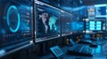 Advanced Security Operations Center Monitors Global Data Royalty Free Stock Photo