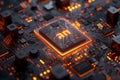 Advanced semiconductor microchip technology with glowing circuits and nanotechnology interconnects for high performance computing Royalty Free Stock Photo