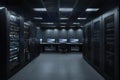 Futuristic Rackmount LED Console in High-Tech Data Centre (AI Generated)