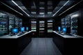 Futuristic Rackmount LED Console in High-Tech Data Centre (AI Generated)
