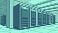 Advanced Server Room Interior with Rows of Computer Racks, vector design Generative AI Royalty Free Stock Photo