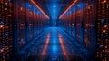 Advanced server technology in secure data center, with racks glowing brightly Royalty Free Stock Photo