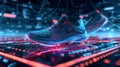 An advanced smart shoe with 6G technology tracking steps distance and offering personalized coaching for runners
