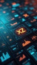 Advanced software interface displays XZ concept. Coding tools shown with icons, charts. Program interface customization, complex Royalty Free Stock Photo
