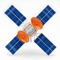 Advanced space satellite with solar panels and communication dishes for global connectivity Royalty Free Stock Photo