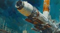 Advanced spacecraft in a futuristic docking bay