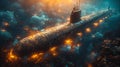 Advanced Submarine Military Technology in Deep Blue Sea - Underwater Surveillance and Defense, Generative Ai