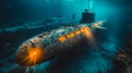 Advanced Submarine Military Technology in Deep Blue Sea - Underwater Surveillance and Defense, Generative Ai