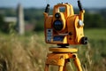 Advanced Surveying Equipment Theodolite at Work on Construction Site . AI