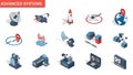 Advanced Systems and High-Tech Isometric Icons Set Royalty Free Stock Photo