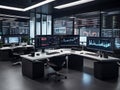 Advanced Technology Command Center with Global Data Visualization and Analysis. Royalty Free Stock Photo