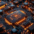 Advanced Technology Concept Visualization. US investment. Circuit Board CPU Processor Microchip Starting Artificial Royalty Free Stock Photo