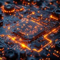 Advanced Technology Concept Visualization. US investment. Circuit Board CPU Processor Microchip Starting Artificial Royalty Free Stock Photo