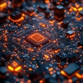 Advanced Technology Concept Visualization. US investment. Circuit Board CPU Processor Microchip Starting Artificial Royalty Free Stock Photo