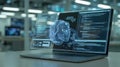 Advanced technology displaying brain network on laptop screen Royalty Free Stock Photo