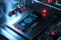 Advanced technology integrates fingerprint recognition with sleek design in a futuristic setting