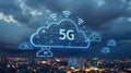 Advanced text 5G revolution, innovative data technologies that revolutionise the way we communicate, enabling instant