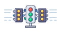 Advanced Triple Traffic Light System, Complex Intersection Control, vector design Generative AI Royalty Free Stock Photo