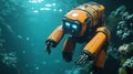 Advanced underwater robot exploring a vibrant coral reef