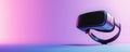Advanced VR headset transporting a user to a hyper-realistic virtual world, advanced technology, futuristic gaming