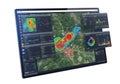 Advanced weather radar display showing storm intensity and data overlays Royalty Free Stock Photo