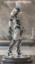 Futuristic Robot Model on Stand in High-Tech Setting
