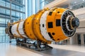 Advances in aerospace technology showcased in a vibrant rocket engine display at a modern facility Royalty Free Stock Photo