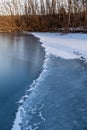 Advancing edge of a freezing lake in winter Royalty Free Stock Photo