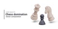 Advantage in chess. Concept of dominance on chessboard. White queen and knight attack black pawn Royalty Free Stock Photo