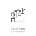 advantage icon vector from business partnership collection. Thin line advantage outline icon vector illustration. Outline, thin