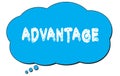 ADVANTAGE text written on a blue thought bubble