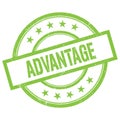 ADVANTAGE text written on green vintage stamp