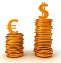 Advantage of US Dollar over Euro Royalty Free Stock Photo