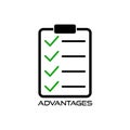 Advantages check list illustration design Royalty Free Stock Photo