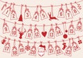 Advent calendar with Christmas bags, vector set