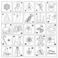 Advent calendar with Christmas black outline illustrations digital stamps Royalty Free Stock Photo
