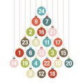 Advent Calendar Christmas Tree Of Hanging Baubles Retro Colors